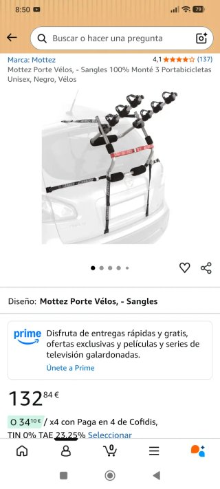 Portabicis Mottez Aranes 3 correas