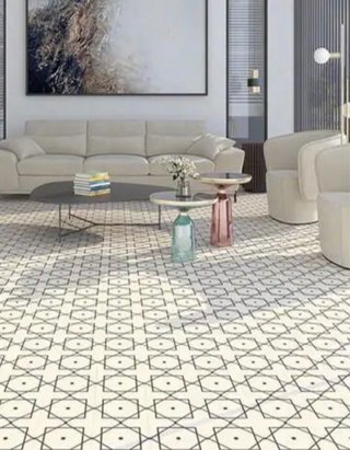 Pavimento porcelánico diseño geométrico