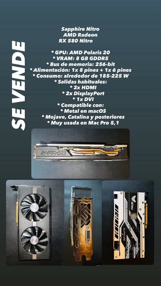Sapphire Nitro RX 580 AMD Radeon Tarjeta Gráfica