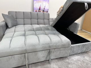 Sofá Cama Gris Cheslong Terciopelo