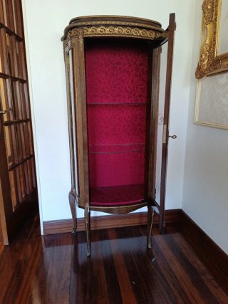 Vitrina de madera y cristal dorada