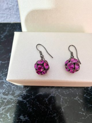 Pendientes bola cristales fucsia