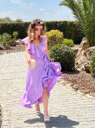 Vestido fiesta satén lila El Corte Inglés