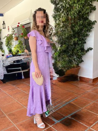 Vestido fiesta satén lila El Corte Inglés