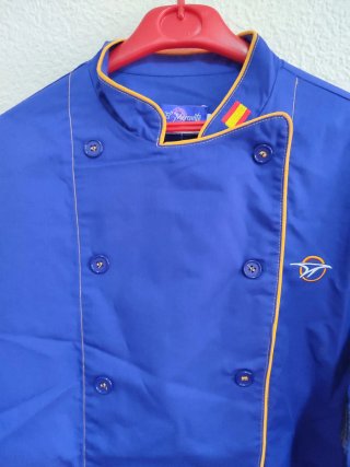 Chaqueta Cocina Mercantile Azul Doble Botonadura