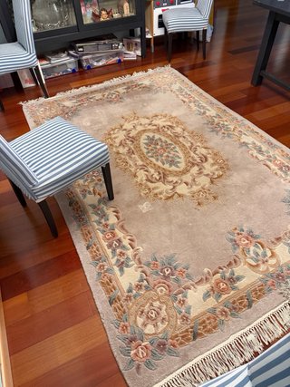 Alfombra Lana Beige y Rosa