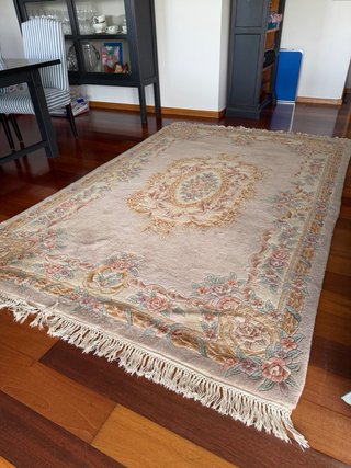 Alfombra Lana Beige y Rosa