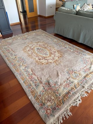 Alfombra Lana Beige y Rosa