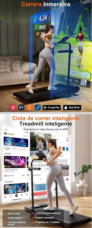 Cinta de Correr Plegable Inclinación 6% 3.0HP