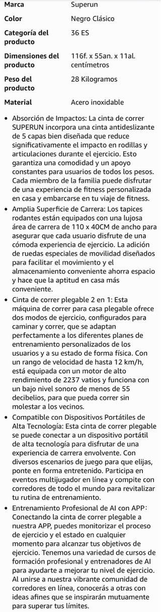 Cinta de Correr Plegable Inclinación 6% 3.0HP