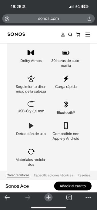 Auriculares Sonos Ace Negros