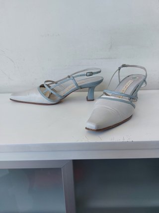 Zapatos Pura López Mujer Piel Tacón Gris-Azul