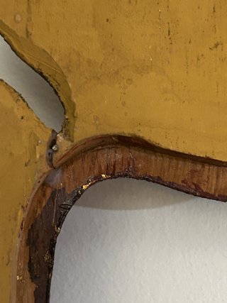 Antiguo marco cornucopia madera policromada