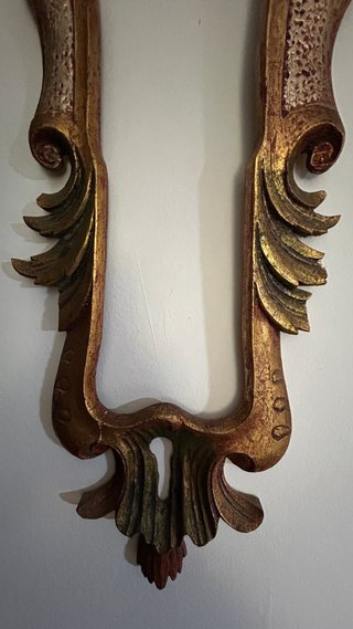 Antiguo marco cornucopia madera policromada