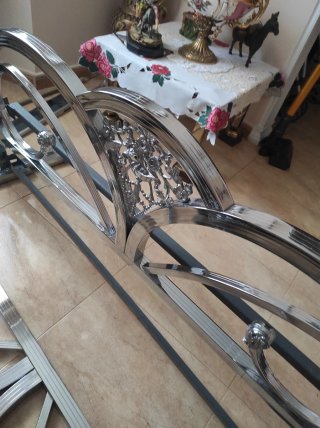 Cama Vintage 135x190 Metal Plata con largueros