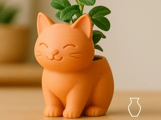 Maceta Gato 3D Naranja