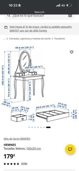 Tocador nuevo con 2 meses de antigüedad de Ikea