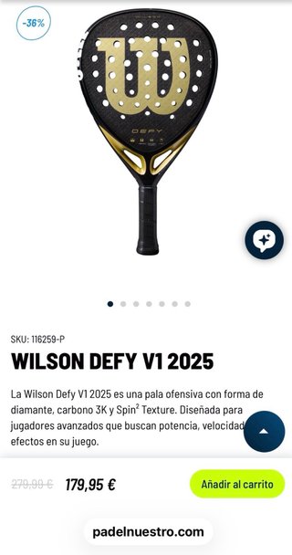 Pala de pádel Wilson Defy ,nueva a estrenar.