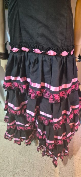 Vestido Sevillana Negro y Rosa