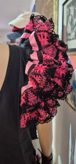 Vestido Sevillana Negro y Rosa