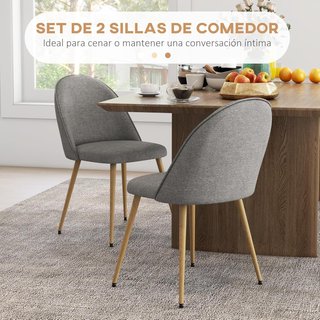 Pack 2 Sillas Tapizadas Gris