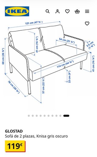 Sofá Ikea 2 plazas gris impecable
