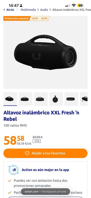 Altavoz Bluetooth Fresh 'n Rebel Negro