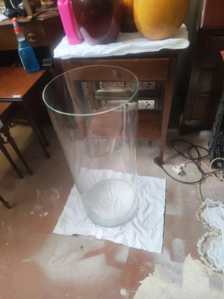 Jarrón Cilíndrico Grande Vintage Transparente