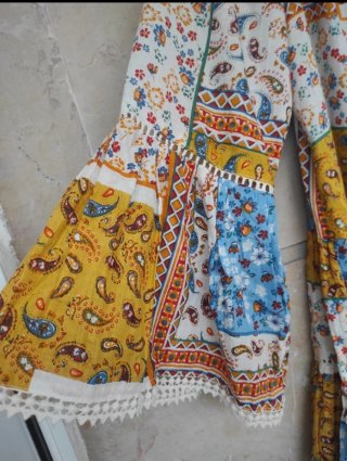 Precioso Vestido Patchwork Boho Multicolor Talla/L