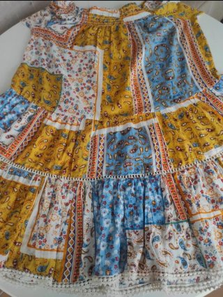 Precioso Vestido Patchwork Boho Multicolor Talla/L