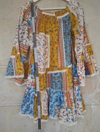 Precioso Vestido Patchwork Boho Multicolor Talla/L