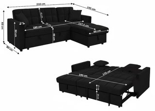 Sofá Cama Negro con Arcón