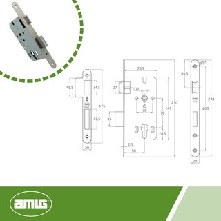 Amig cerradura embutir puertas madera acero