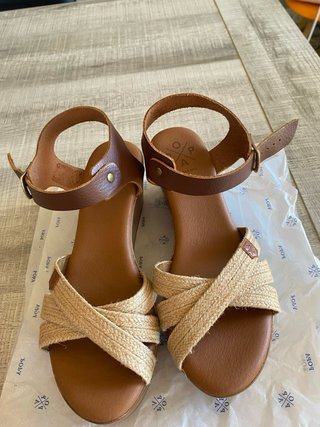 Sandalias Cuña Yute y Cuero POPA