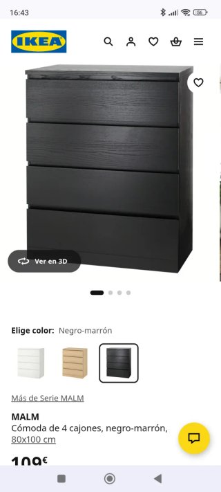 Cómoda Ikea Malm 4 cajones negro
