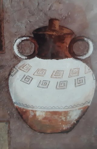 Pareja de cuadros con motivos de cerámica