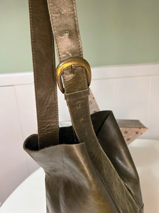 Bolso Purahechura Verde Oliva Cuero