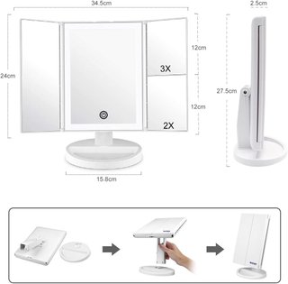 Specchio per trucco WEILY con LED, ingrandimento portatile