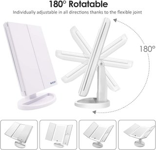 Specchio per trucco WEILY con LED, ingrandimento portatile