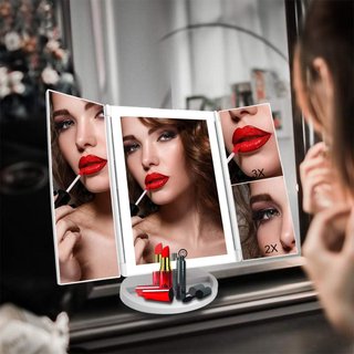 Specchio per trucco WEILY con LED, ingrandimento portatile