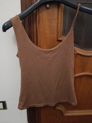 Top glitter oro/marrone taglia unica