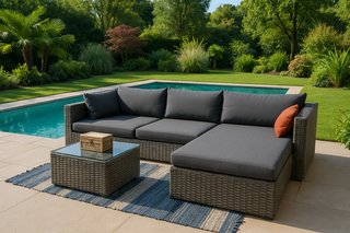 Conjunto de jardín ratán gris - Oferta