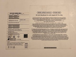 MacBook Pro 16 M1 Pro 16GB RAM 512GB