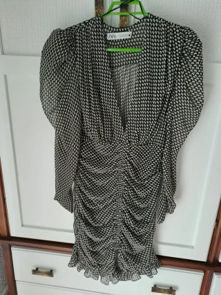 Vestido Zara Negro Blanco Talla XS