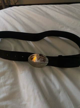 Cinturón Prada Unisex Hebilla Plateada