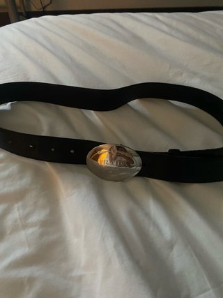 Cinturón Prada Unisex Hebilla Plateada