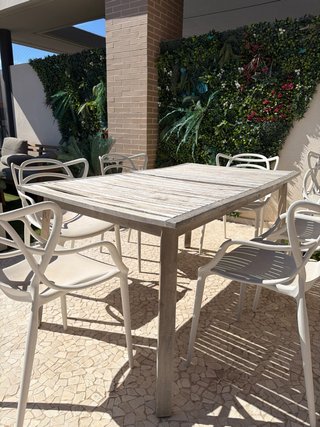 Mesa extensible exterior madera y metal