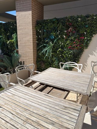 Mesa extensible exterior madera y metal