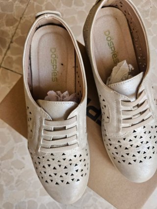 Zapatillas Dospies Mujer Beige/Oro