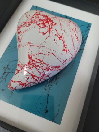 Quadro Cuore Art Déco Rosso Bianco